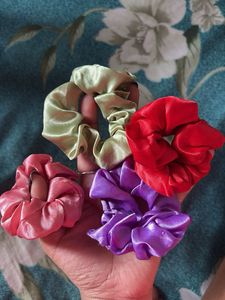 Set of 4 Satin Scrunchies