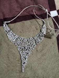 Silver Diamond PartyWear Necklace Set