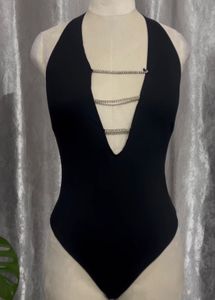 Chic Black Halter Neck Bodysuit