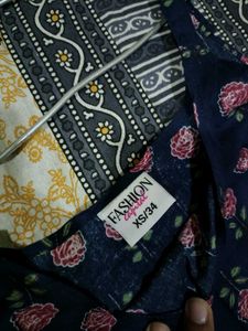 Blue Floral Print short kurti