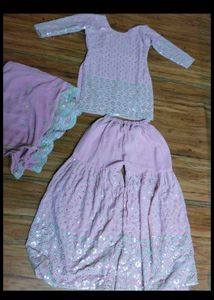 Elegant pink Shrara Suit Set with dupatta