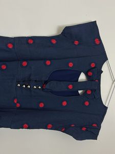 Navy Blue Polka Dot Maxi Dress