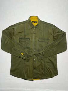 Olive Military Shirt | Gold Lion Print | Only 1