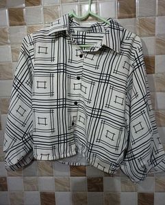 Retro Geometric Print Blouse