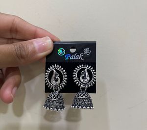 Silver Peacock Jhumka Earrings ♥️