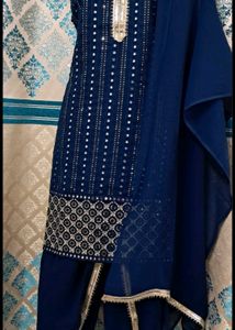 Blue Sequence Work Festive Wear