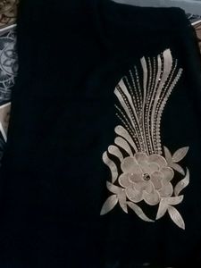Embellished Black and gold work anarkali burkha wi