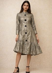Metallic Gold Ruffle Dress