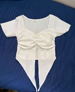 White Padded Bustier-Style Top sweetheart neck