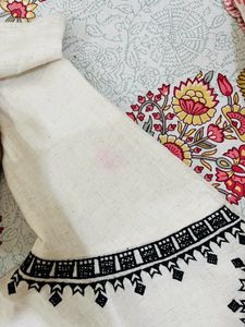 Women Cotton Embroidered Kurta &amp; Pant Set