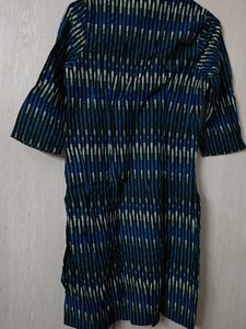 Blue &amp; Black Striped V-Neck Tunic