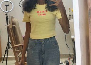 Cute Yellow Graphic Crop Top