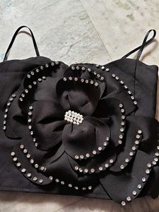 Stunning Black Embellished Floral Top