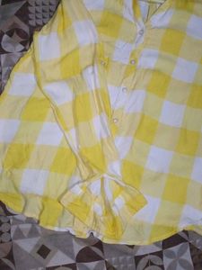 Yellow Checkered Button-Up Shirt