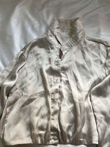 Lightweight Silky Button-Up Shirt