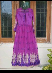 Elegant Purple Net Maxi Dress✨