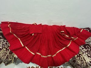 Red Bandhani Lehenga Choli Set