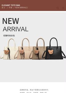 Chic Black Tote Bag with Bear Charm