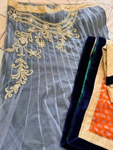 Unstitched Fishcut Type Grey Lehenga Choli
