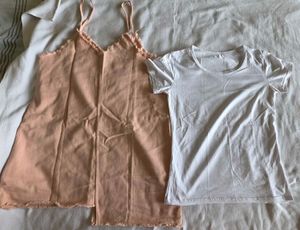 Peach Camisole &amp; White T-shirt Set