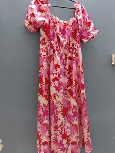 Floral Print Square Neck Dress