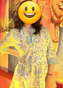 Yellow Floral Print Kurta
