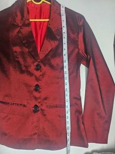 Chic Red Blazer &amp; Pants Set