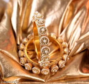 Elegant Gold Bangles with Pearls