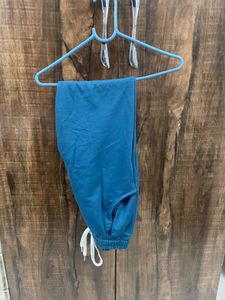 Teal Zip-Up Ribbed Long Sleeve Top And Trouser