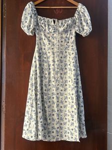 Floral Puff Sleeve Midi Dress