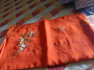 Orange Saree with Floral Embroidery