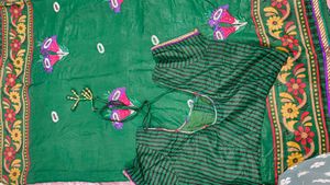 🎊🥻Vibrant Green Embroidered Saree