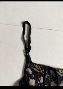 Black Floral Embroidered Midi Dress