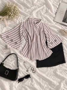 Chic Striped Bell Sleeve Top