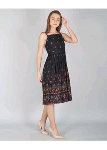 Black Rangoli Print Dress