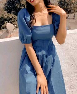 Blue Puff Sleeve Dress