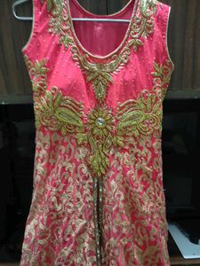 Pink & Gold Embroidered Ethnic Gown