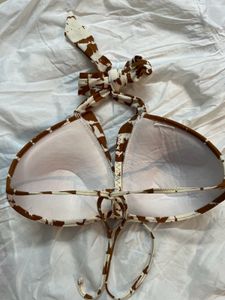 Brown &amp; White Patterned Bikini Top