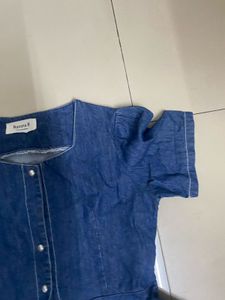 Denim Square Neck Peplum Top