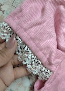 Cute Pink Ribbed Crop Top💕✨🌸