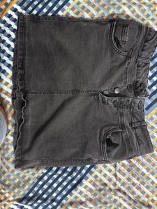 Grey Denim Mini Skirt