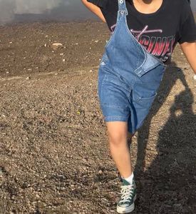 Denim baggy overall