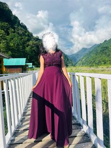 Elegant burgundy Lace Gown