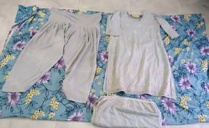 grey Embroidered Kurta Set
