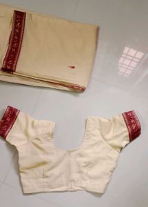 Cream saree with blouse