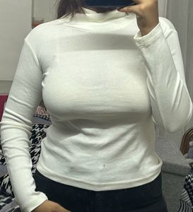 white turtle neck t shirt