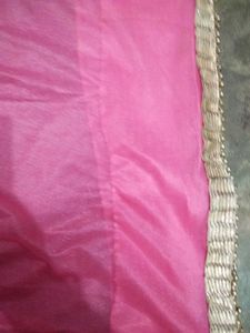 Elegant Pink Saree with Golden Border