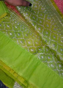 Elegant Orange Saree with Green Border