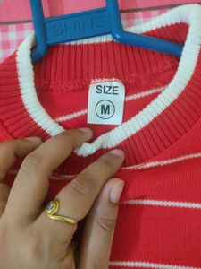 Red &amp; White Striped Zara Tee