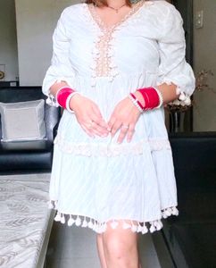 White Tassel Mini Dress